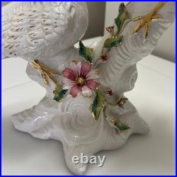 Capodimonte Porcelain Figurine White Gold Dove Love Birds Oro Zecchino 24k Italy
