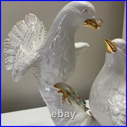 Capodimonte Porcelain Figurine White Gold Dove Love Birds Oro Zecchino 24k Italy