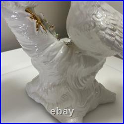 Capodimonte Porcelain Figurine White Gold Dove Love Birds Oro Zecchino 24k Italy