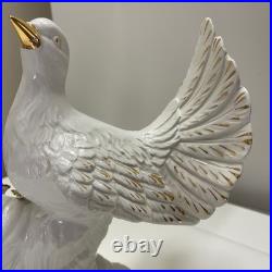 Capodimonte Porcelain Figurine White Gold Dove Love Birds Oro Zecchino 24k Italy