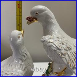 Capodimonte Porcelain Figurine White Gold Dove Love Birds Oro Zecchino 24k Italy