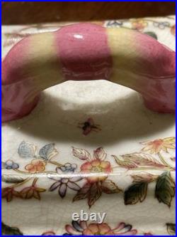 Ceramic Clawfoot Chinese Box with Lid-Birds and Flowers-Vintage