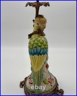 Ceramic Parrot Candle Holder Blue & Green, Handmade Vintage