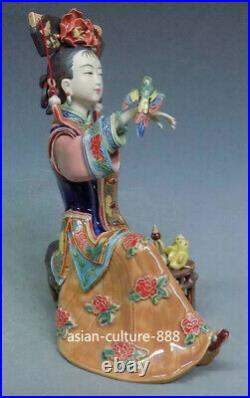 Ceramic / Porcelain Figurine China Qing Concubine Woman Freedom Bird