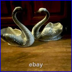 Ceramic Swan Bird Figurines Pair Decorative Swan Figurine Set