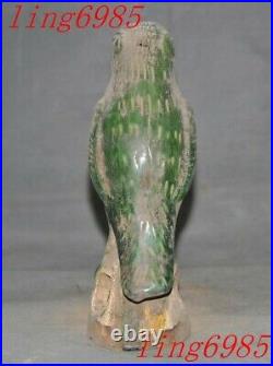 China Ancient Tang Sancai pottery porcelain carved Feng Shui Parrot bird statue