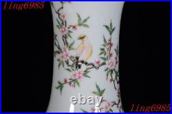 China Ancient pastel porcelain Feng Shui flower bird statue Bottle Pot Vase Jar