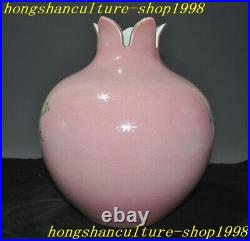 China Ancient pastel porcelain Pomegranate flower bird statue Bottle Pot VaseJar