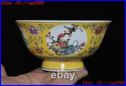 China Ancient wucai porcelain Feng Shui Plum blossom bird statue Tea cup Bowl