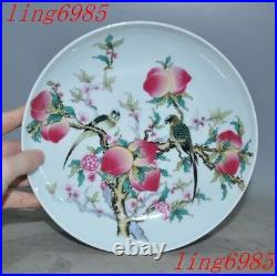 China Ancient wucai porcelain Feng Shui animal peach bird statue Tableware plate