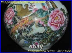 China Ancient wucai porcelain plum bossom peony bird statue Bottle Pot Vase Jar