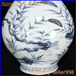China Blue&white porcelain Red reed Wild Goose bird statue Bottle Pot Vase Jar