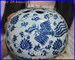 China Blue&white porcelain phoenix bird statue sandalwood Incense burner Censer