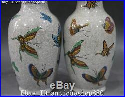 China Color Porcelain Butterfly Phoenix Bird Flower Vase Bottle Jar Kettle Pair