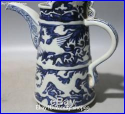 China Color Porcelain Dragon Phoenix Bird Wine Pot Kettle Flask Flagon Statue
