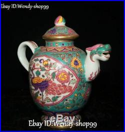China Color Porcelain Flower Dragon Loong Crane Bird Animal Wine Tea Pot Flagon