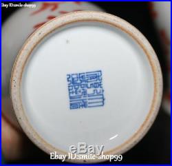China Color Porcelain pomegranate Flower Tree Magpie Bird Vase Bottle Pot Pair