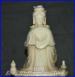 China Dehua Porcelain Carving Kwan-yin Guanyi Quan Yin Ruyi Hufa Tong Zi Statue