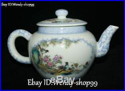 China Emerald Color Porcelain Magpie Bird Bamboo Flower Wine Pot Kettle Flagon