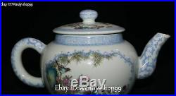 China Emerald Color Porcelain Magpie Bird Bamboo Flower Wine Pot Kettle Flagon