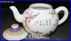 China Enamel Color Porcelain Magpie Bird Plum Flower Tree Wine Pot Kettle Flagon