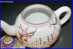 China Enamel Color Porcelain Magpie Bird Plum Flower Tree Wine Pot Kettle Flagon