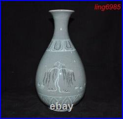 China Korea Koryo Porcelain Glaze Willow bird Zun Cup Bottle Pot Vase Statue