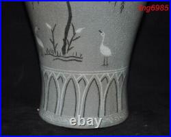 China Korea Koryo Porcelain Glaze tree bird Zun Cup Bottle Pot Vase Statue