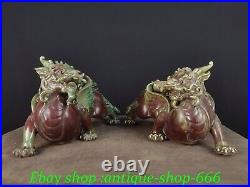 China Shiwan Porcelain Lotus Flying wing Dragon Kylin Unicorn Qilin Beast Statue