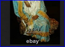 China Shiwan Wucai Porcelain Taoism People Old Man Laozi Lao-tzu Lao Jun Statue