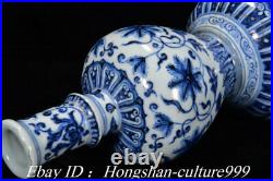 China White Blue Porcelain Flower Oil Lamp CandlesticK Vase Holder Pair