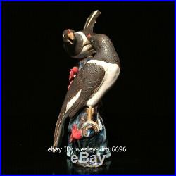 China WuCai Pottery Porcelain Auspicious Lucky Animal Two Birds Statue