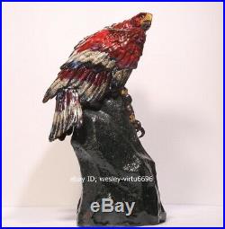 China WuCai Pottery Porcelain Feng Shui Wealth Eagle Hawk Bird Animal Statue
