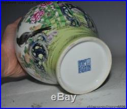 China Wucai porcelain bamboo Plum blossom Magpie bird Bottle Pot Vase Jar Statue