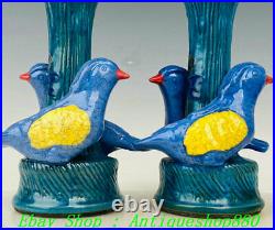 China Zhou Dynasty Chai Kiln Color Porcelain Bird Candle Holder Candlestick Pair