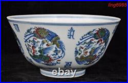 China ancient blue&white porcelain animal bird statue tableware Tea cup Bowl