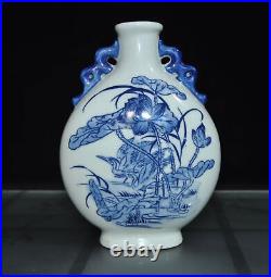 China dynasty Blue&white porcelain Lotus bird Zun Cup Bottle Pot Vase Jar Statue