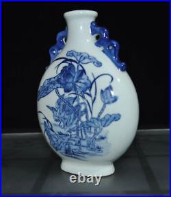 China dynasty Blue&white porcelain Lotus bird Zun Cup Bottle Pot Vase Jar Statue