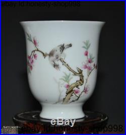 China dynasty wucai porcelain flower kingfisher bird statue goblet wineglass cup