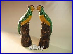 Chinese A Pair Green Bird Porcelain Figurines & Statues