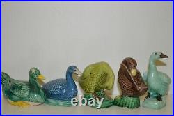 Chinese Antique Export Porcelain Goose Duck multi-color Figurines Set of 5