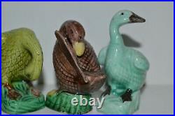 Chinese Antique Export Porcelain Goose Duck multi-color Figurines Set of 5