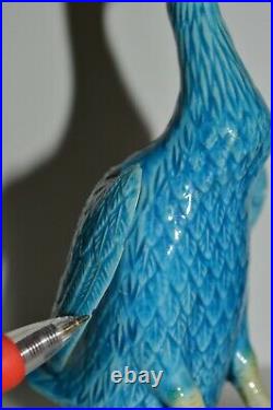 Chinese Antique Export Turquoise Blue Porcelain Figural Goose Ducks Set of 6