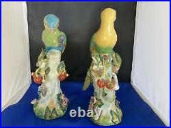 Chinese Antique Porcelain Parrot Export Figurines Excellent