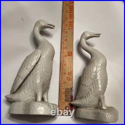 Chinese Blanc De Chine Porcelain Pairs Ducks 10 1/2 figurines Stamped $95