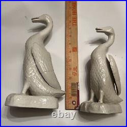Chinese Blanc De Chine Porcelain Pairs Ducks 10 1/2 figurines Stamped $95