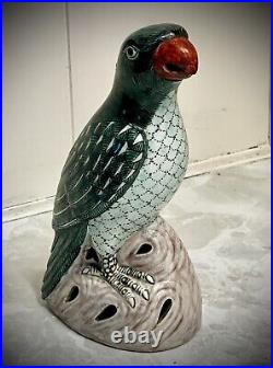 Chinese Export Famille Verte Hand-Painted Ceramic Parrot