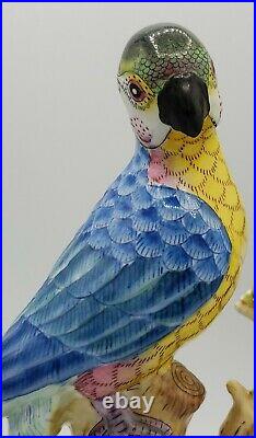 Chinese Export Porcelain Parrot Bird Pair Statute Figurines 11 1/4 H