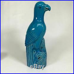Chinese Export Turquoise Glazed Porcelain Parrot Parakeet Bird