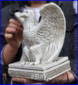 Chinese Fengshui Old White porcelain Success Lucky animal eagle bird statue box